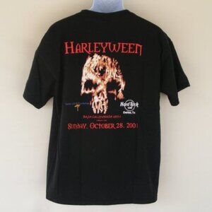 HARLEYWEEN Tshirt, XL, Love Life Foundation, 2001, Flame Skull, Black, Vintage